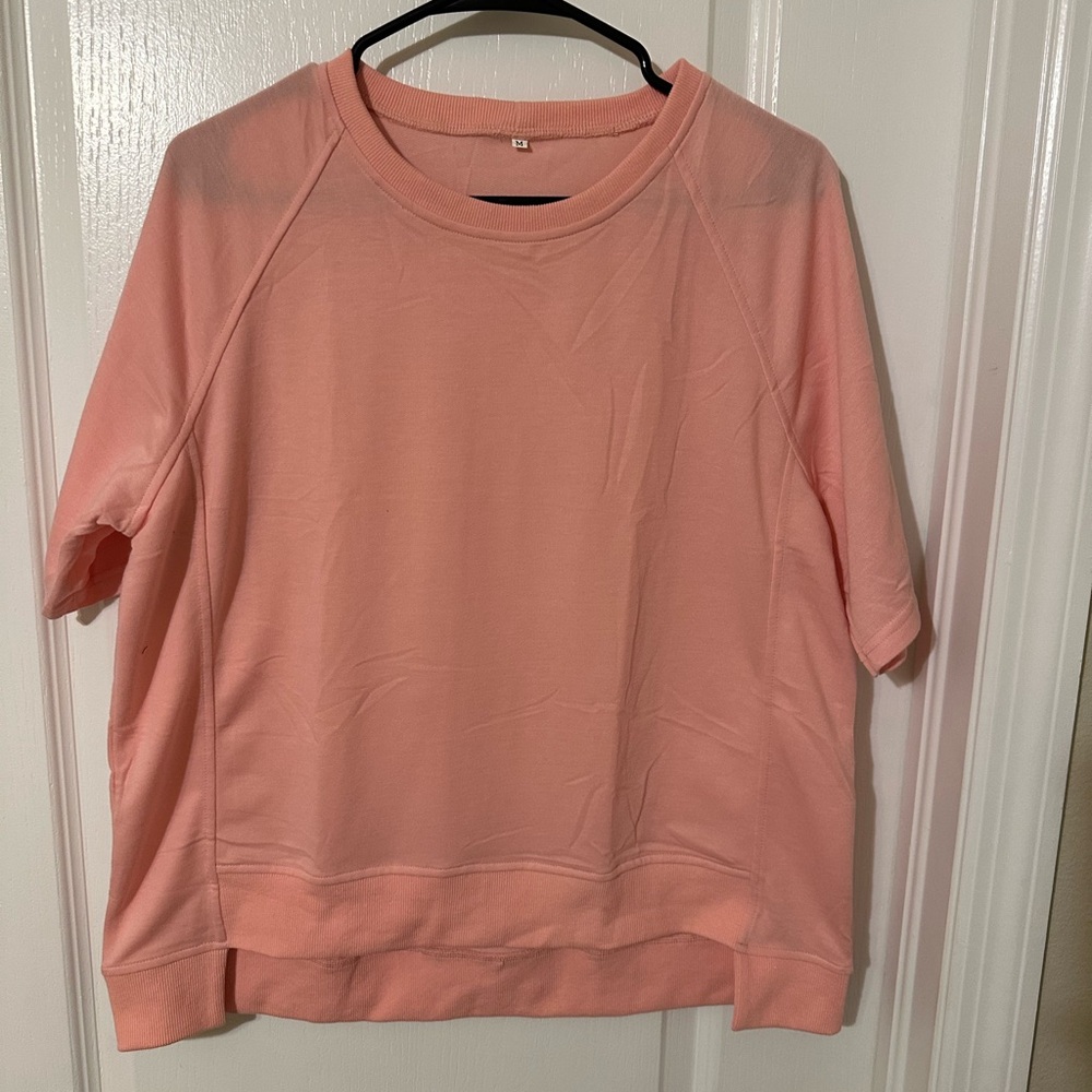 NWOT Pink Raglan Short Sleeve Sweatshirt Top T-Shirt